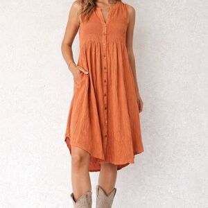 Knox Rose Terracotta Sleeveless Midi Dress